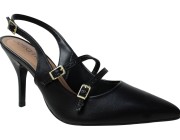 Sandália Chanel Salto Alto Beira Rio - Preto Atacado
