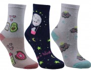 Meia Selene Infantil C/Médio Kit C/3 - Branco/Rosa/Marinho/Branco Atacado